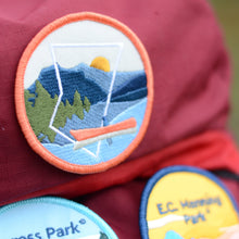 Load image into Gallery viewer, BC Parks Foundation canoeing patch on backpack